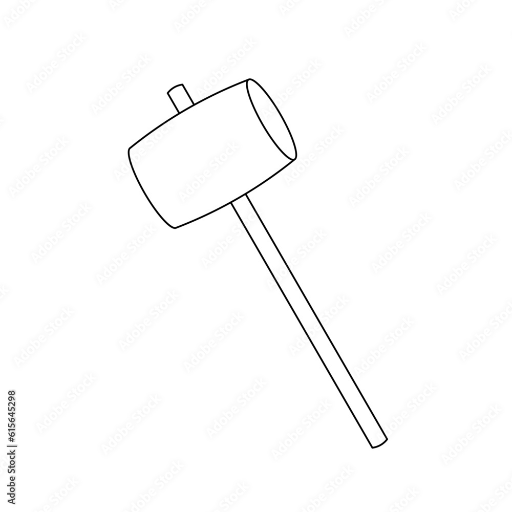 モノクロのイラスト_木ハンマー モノクロのイラスト_木ハンマー