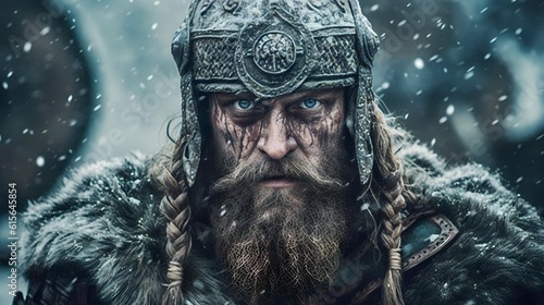 portrait vikings in the winter of scandinavia, viking war
