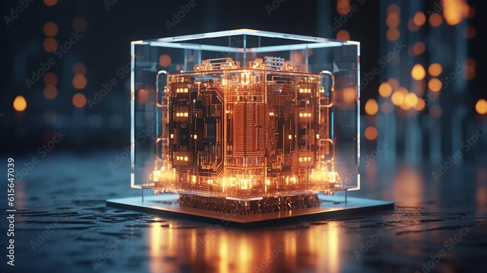 Quantum computer technology concept. Deep learning artificial ...