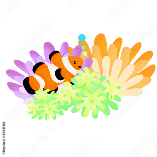 Beautiful seamless horizontal underwater pattern with watercolor sea life colorful corals and fish.