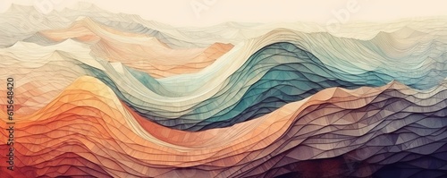 An illustration of abstract lines and wavy forms as a wallpaper background. Created with Generative AI technology