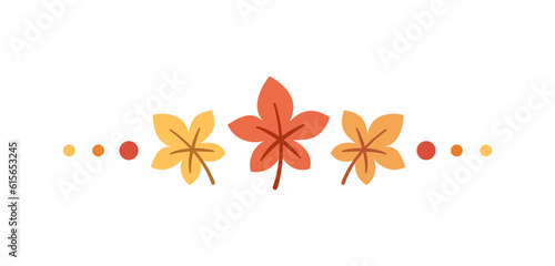 Autumn leaves text divider separator border for Fall and Thanksgiving season. Vector isolated on white background.