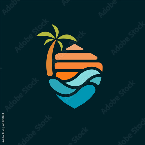Modern tropical beach logo illustration design for your business