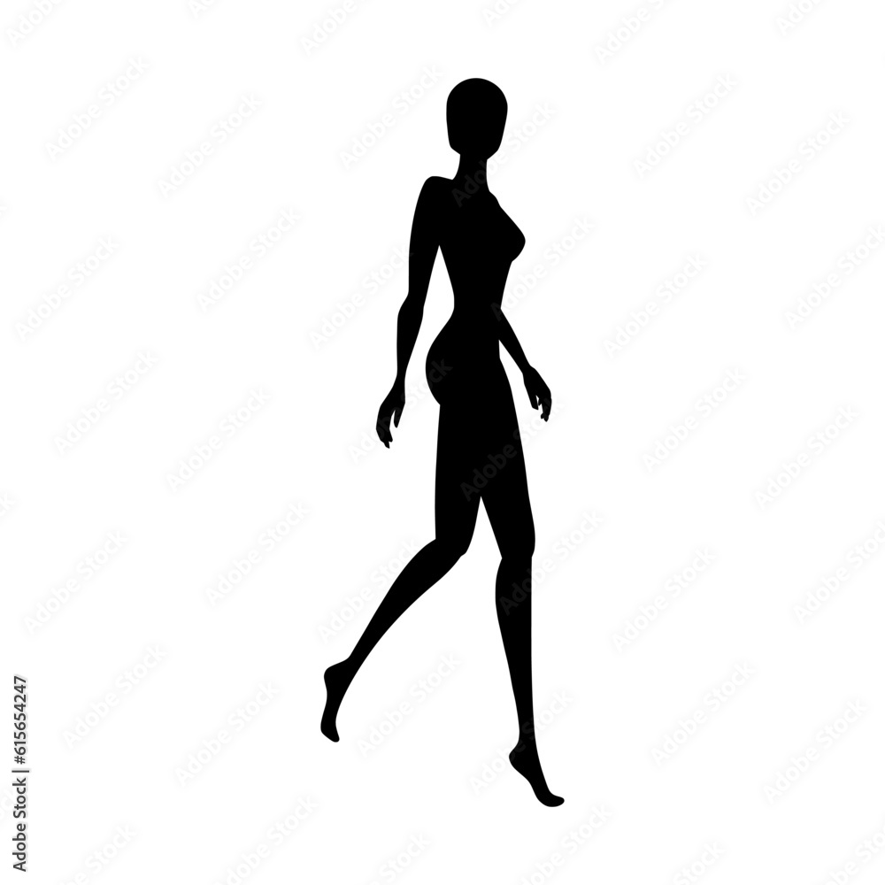 Woman body silhouette fashion collection. Walking female mannequin for fashion designs. Vector illustration isolated in white background