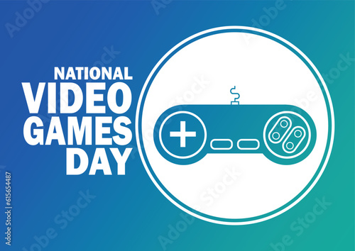 National Video Games Day. Holiday concept. Template for background, banner, card, poster with text inscription. Vector illustration.