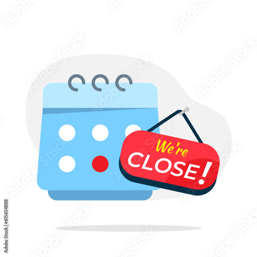 shop closing date information concept illustration flat design vector eps10. simple and modern graphic element for landing page ui, infographic, icon, pop up message