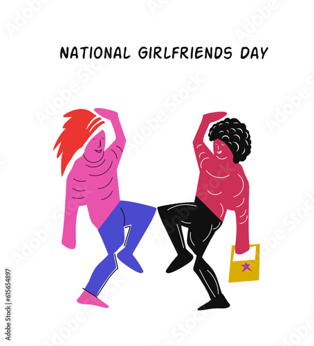 National Girlfriend Day. two girls are dancing