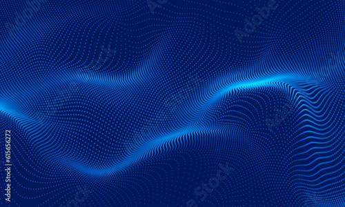 Wave of particles. Abstract background with a dynamic wave. Big data.