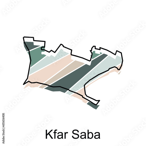 Kfar Saba map icon vector illustration, Map is highlighted on the Israel country, illustration design template