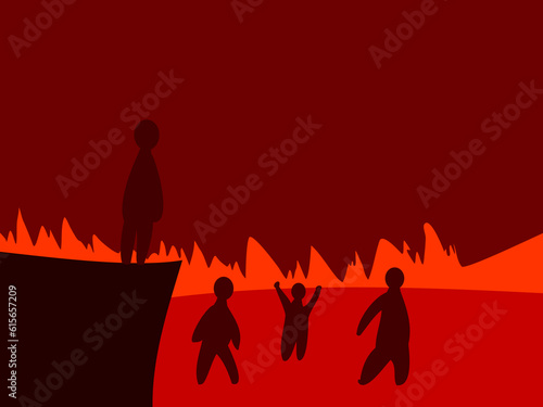 silhouettes of people being tortured in hell	
