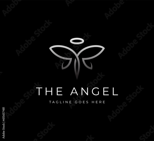 Abstract luxury linear trendy Angel logo design template