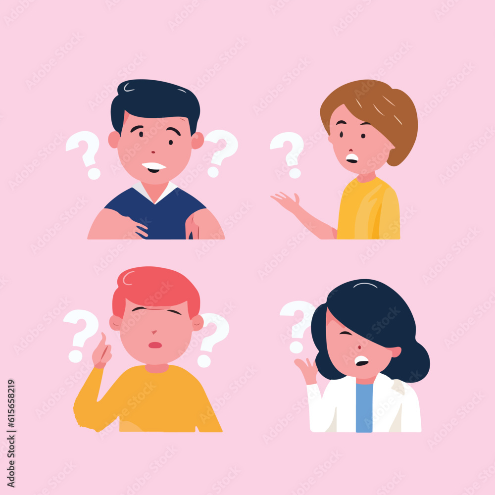 vector pack of flat people asking questions art illustration vector pack of flat people asking questions art illustration