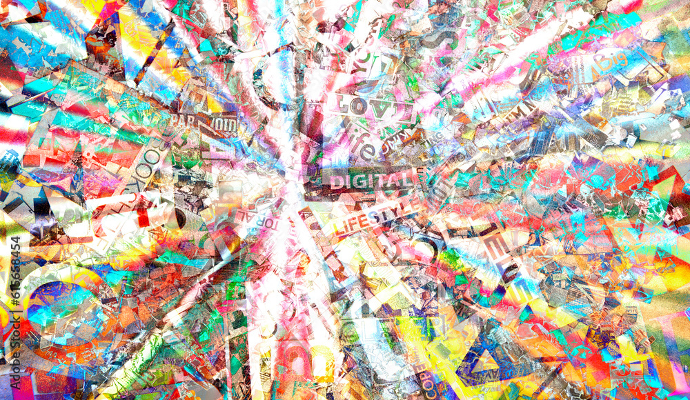 Fototapeta premium random leters and word with rainbow colors background texture