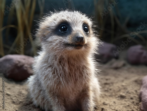 closeup on a wild meerkat, Generative AI