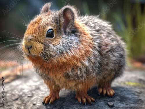 closeup on a fluffy and furry wild squirrel, Generative AI