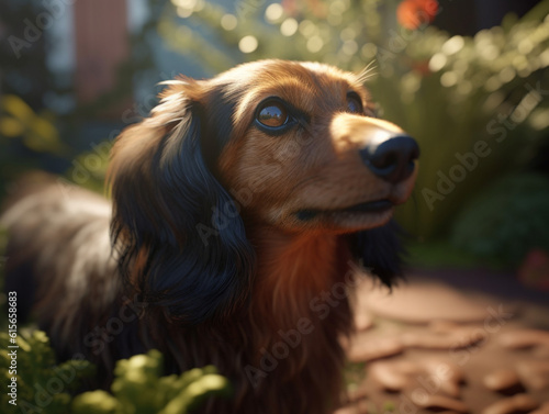 closeup on a sausage dog, Generative AI