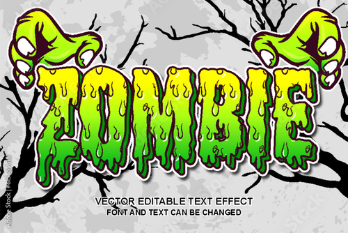 zombie melting cartoon art typography lettering 3d editable text effect font style template design background