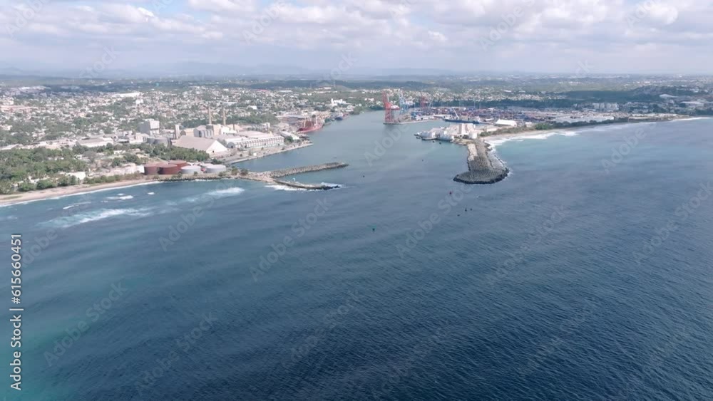 Aerial View of the Haina Port in Dominican Republic. Harbor Container. Drone shot. Aerial View of the Haina Port in Dominican Republic. Harbor Container. Drone shot.