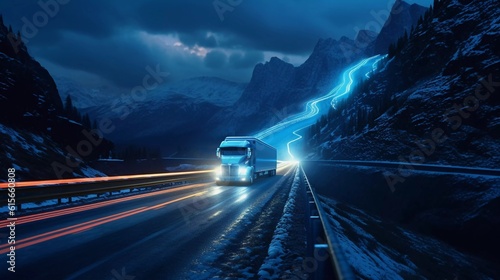 Advanced transportation technology - digital logistics, AI, network, truck