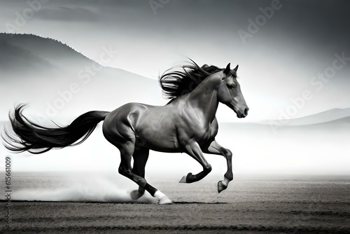 horse running in the desert
