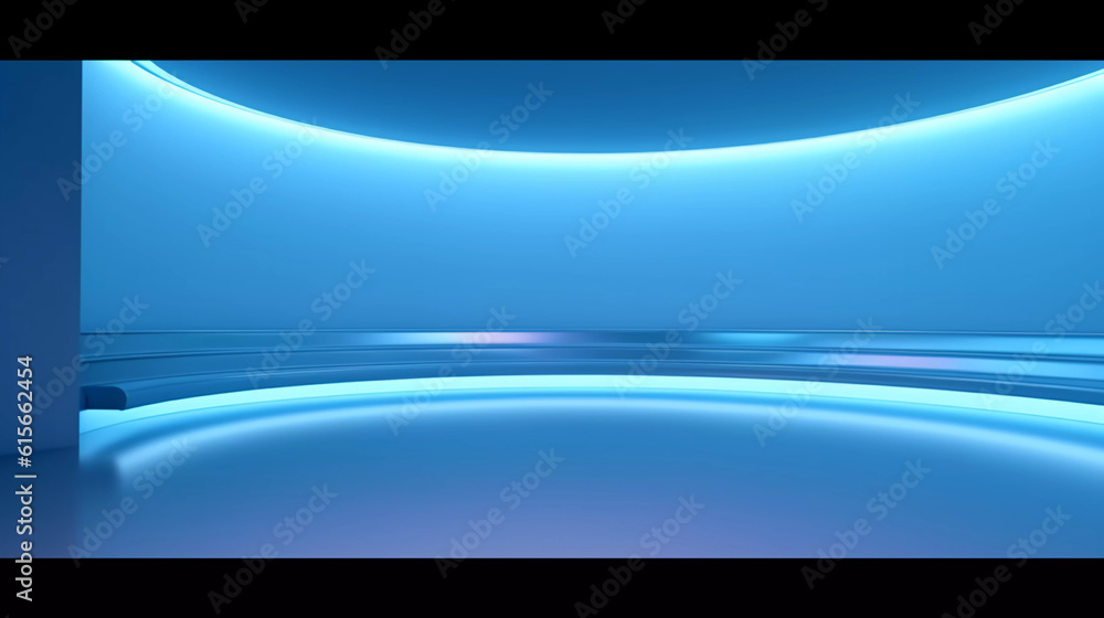 Abstract futuristic technology background, Minimalistic blue architectural background, modern design for poster, cover, branding, website, product showcase, AI generated.