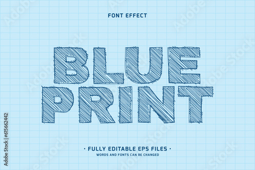 blueprint sketch vector text effect