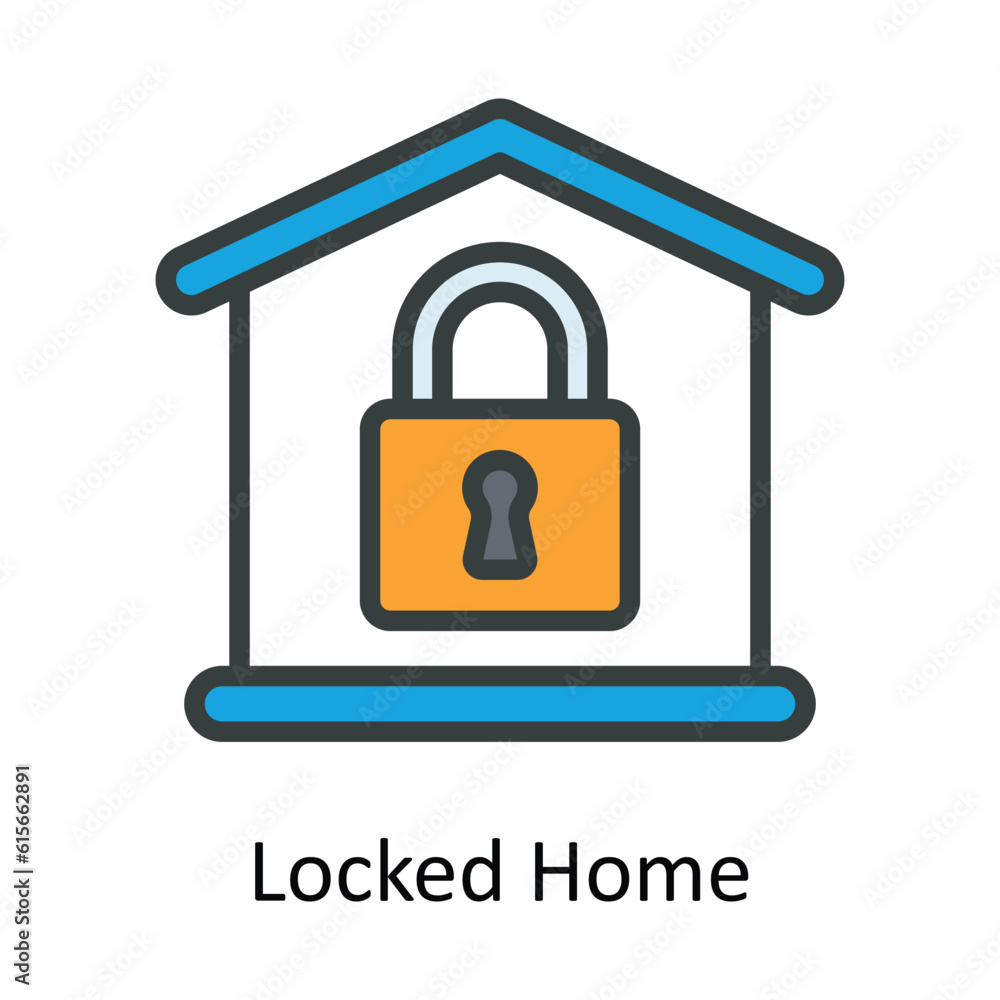 Locked Home Vector Fill outline Icon Design illustration. Cyber security Symbol on White background EPS 10 File Locked Home Vector Fill outline Icon Design illustration. Cyber security Symbol on White background EPS 10 File