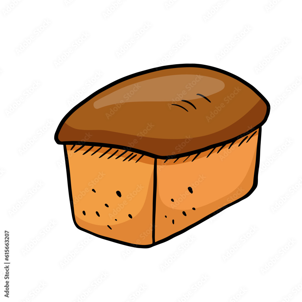 Hand drawn bread doodle. Organic ecological food. Vector flat cartoon illustration Hand drawn bread doodle. Organic ecological food. Vector flat cartoon illustration