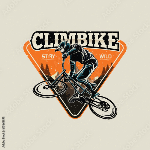 Mountain bike Silhouette logo. bicycle downhill vintage logo illustration vector