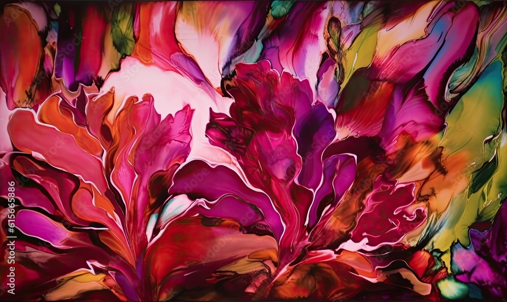 Colorful abstract flower painting on canvas Creating using generative AI tools