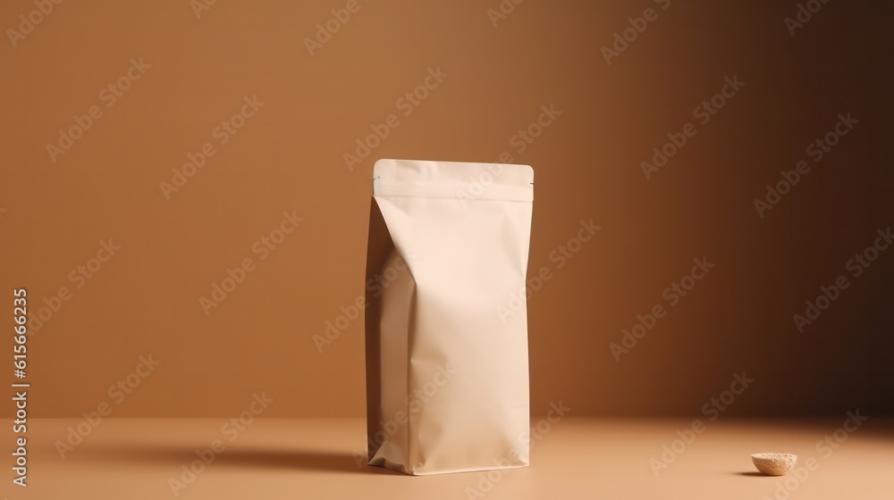 a brown coffee package mock up on a soft brown background generative ai a brown coffee package mock up on a soft brown background generative ai
