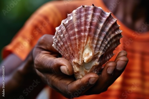 Holding a Conch Shell - AI Generated
