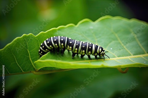 Monarch Caterpillar Feasting - AI Generated