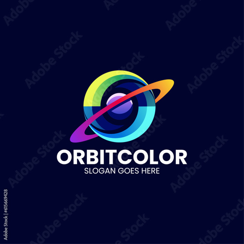 Vector Logo Illustration Orbit Gradient Colorful Style