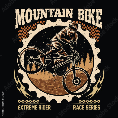 Mountain bike Silhouette logo. bicycle downhill vintage logo illustration vector