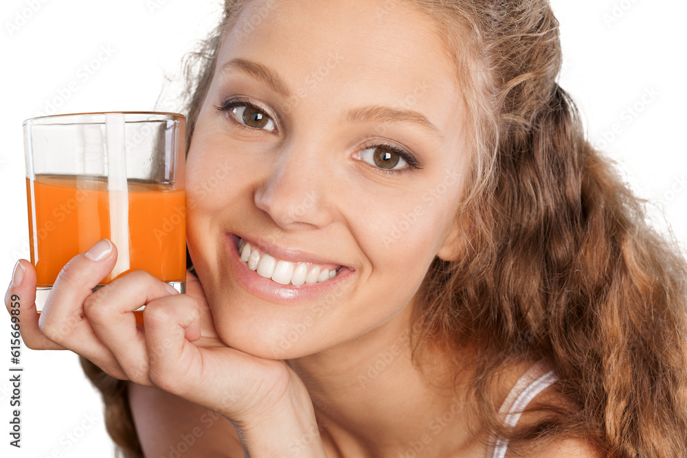 Portrait of a Young Woman with a Glass of Orange Juice Portrait of a Young Woman with a Glass of Orange Juice