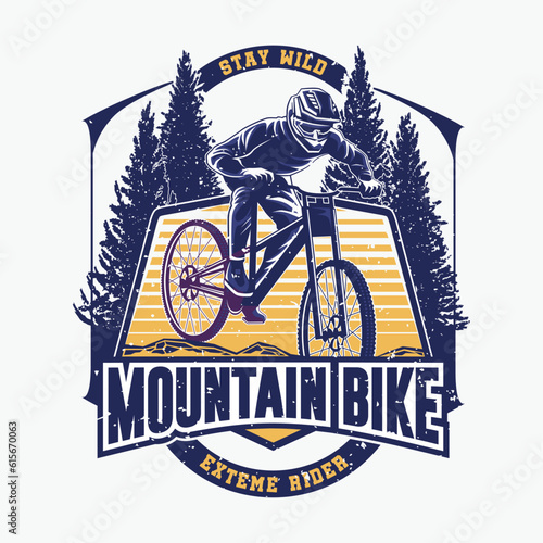 Mountain bike Silhouette logo. bicycle downhill vintage logo illustration vector
