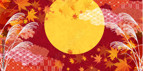 月見　十五夜　紅葉　背景