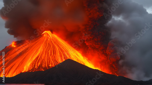 火山の噴火｜volcanic eruption.Generative AI © happy Wu 