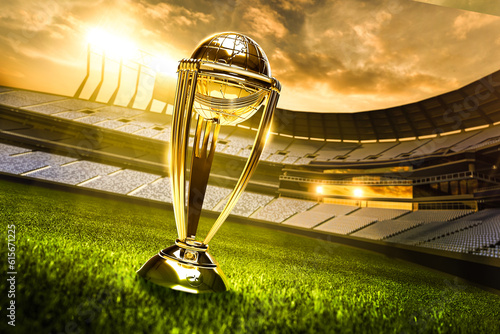 Leinwand Poster cricket Trophy isolated background. 3d rendering illustration.