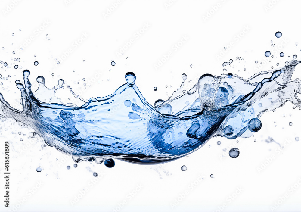 Obraz premium A pure and transparent water splash emerges against a clean white background, creating a captivating visual impact. generative AI.