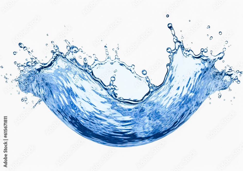 A pure and transparent water splash emerges against a clean white background, creating a captivating visual impact. generative AI. A pure and transparent water splash emerges against a clean white background, creating a captivating visual impact. generative AI.
