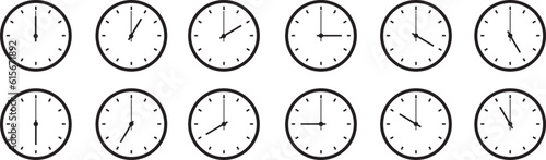 Set of clocks for every hour
