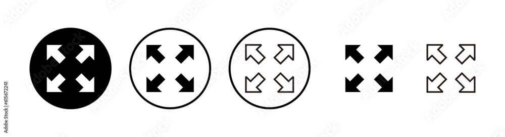 Fullscreen Icons set. Expand to full screen icon for apps and websites. Fullscreen sign icon. Arrows symbol Fullscreen Icons set. Expand to full screen icon for apps and websites. Fullscreen sign icon. Arrows symbol