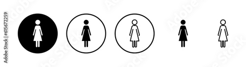 female icon set. Toilet sign. female restroom sign vector. woman icon