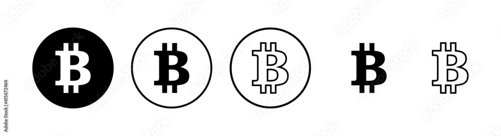 Bitcoin sign icons set. Crypto currency symbol. Blockchain. Cryptocurrency Bitcoin sign icons set. Crypto currency symbol. Blockchain. Cryptocurrency