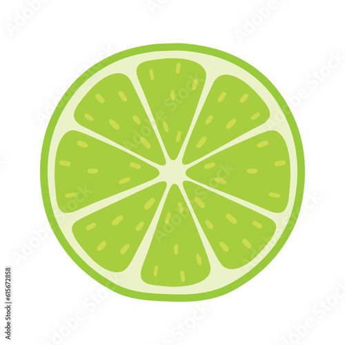 Lime Fruit Slice Icon Vector for Squash and Mojito Summer Drink Ingredients Element Illustration