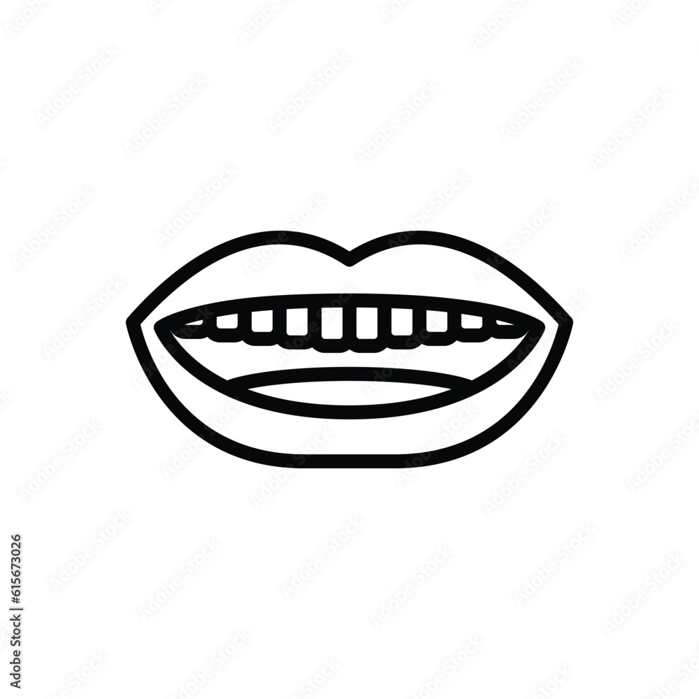Black line icon for mouth Black line icon for mouth