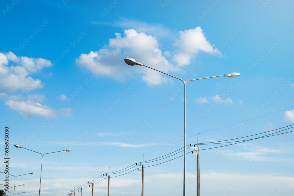 street light on blue sky background street light on blue sky background