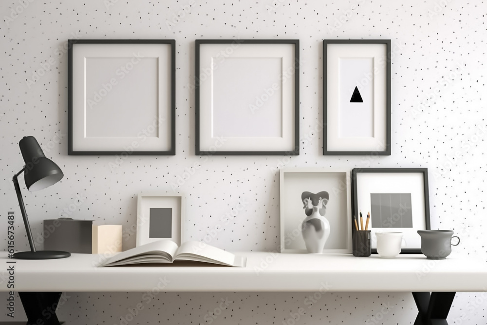 A sleek and modern table, chair and lamp set is adorned with contemporary items, showcasing a minimalistic arrangement that exudes a sense of modernity and style. generative AI. A sleek and modern table, chair and lamp set is adorned with contemporary items, showcasing a minimalistic arrangement that exudes a sense of modernity and style. generative AI.
